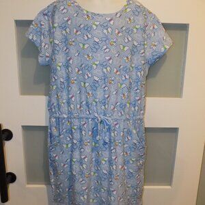 Extremely ME Blue Pocket Dress W/Butterflies Size 14 Girl's NEW